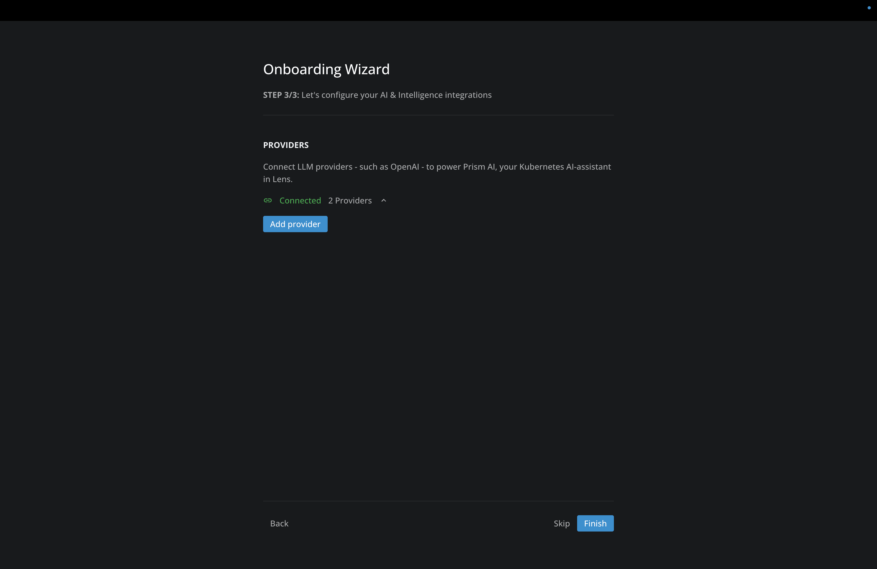 Onboarding Wizard: Connect Lens Prism