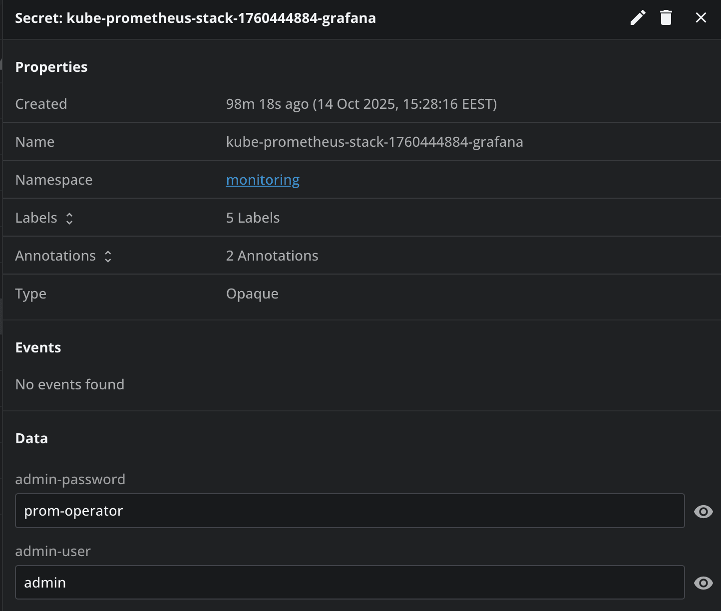 Grafana secret