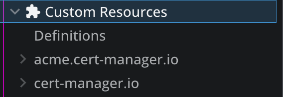 Custom resources view