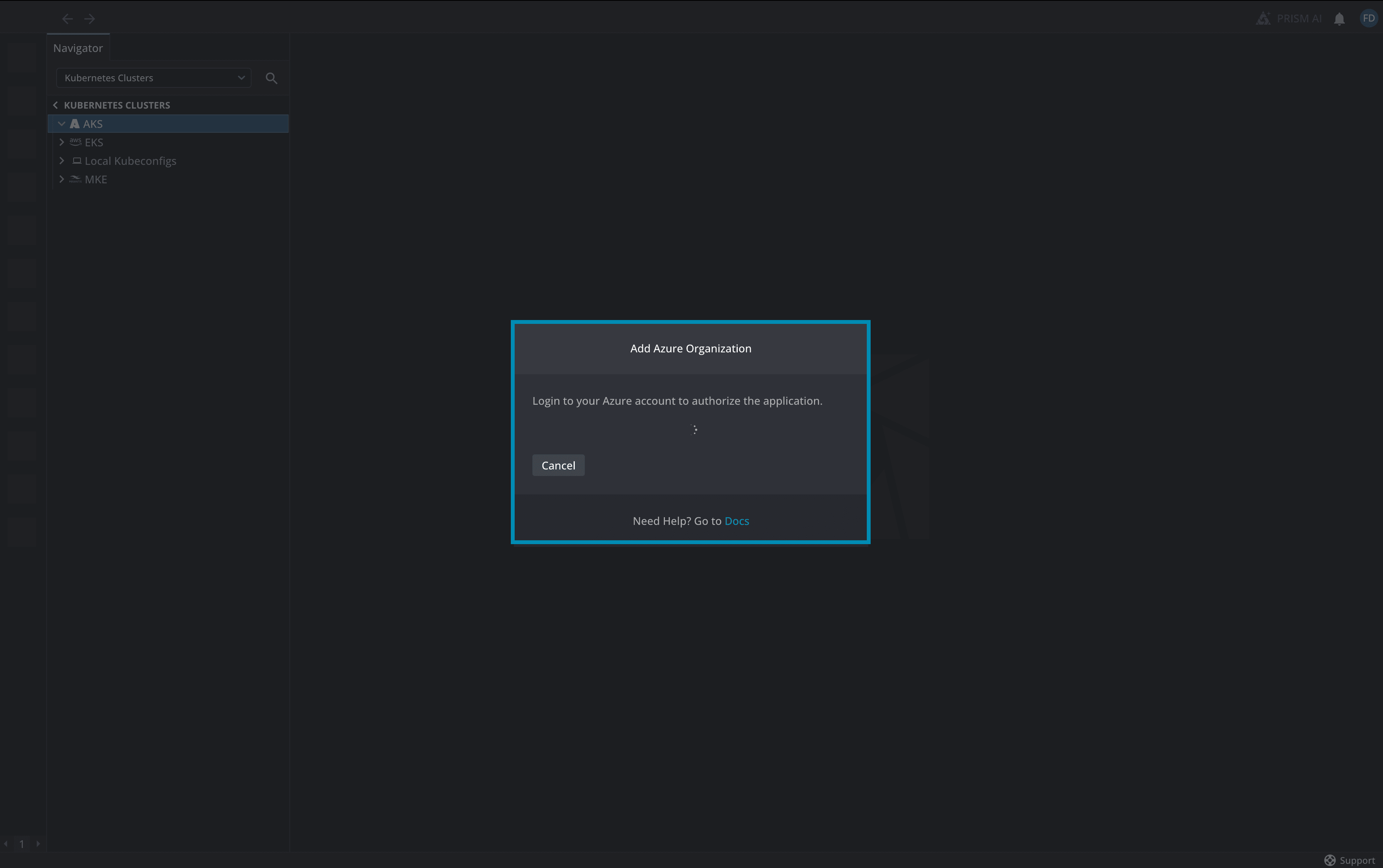 Azure Org Login Screen