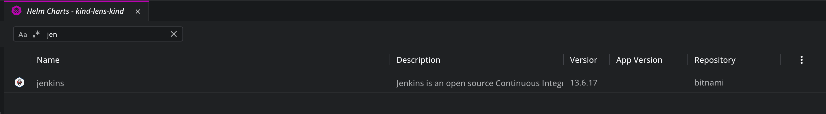 Search for helm charts