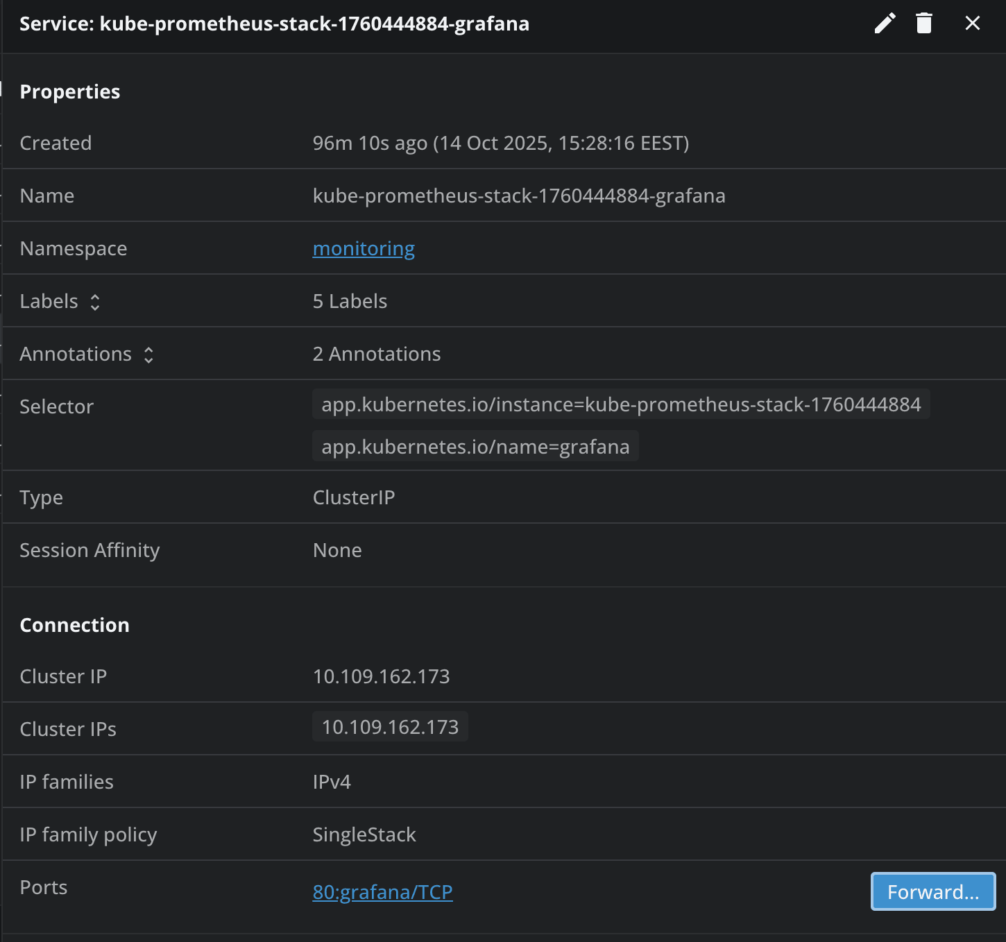 Port Forward to Grafana