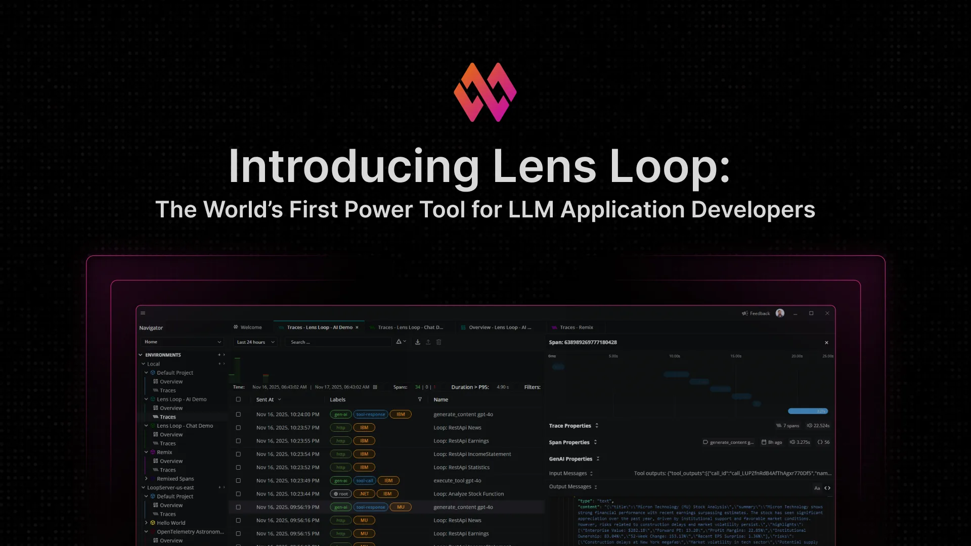 Lens Loop IDE for LLM application developers
