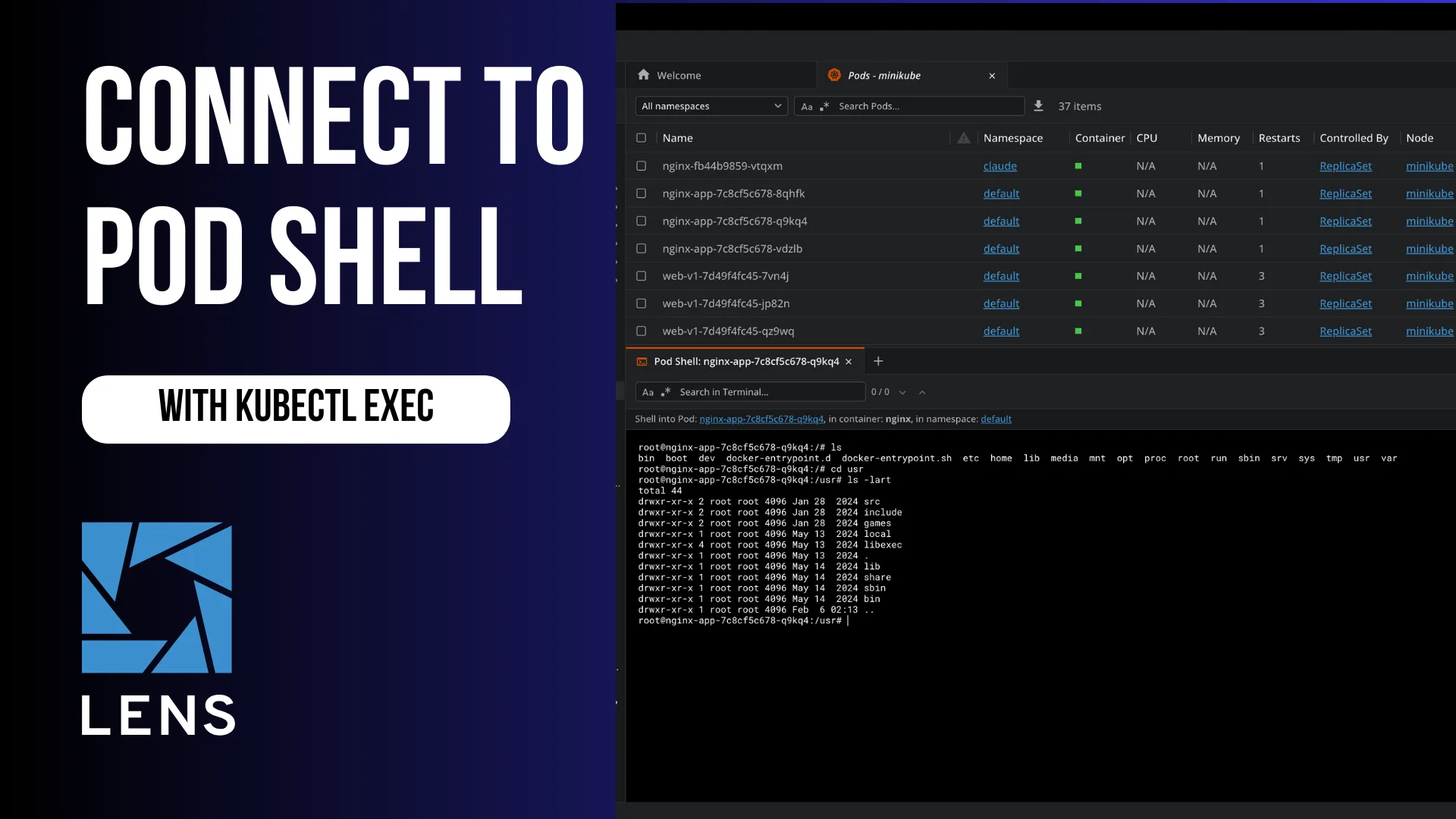 How to connect to a Kubernetes pod shell with kubectl exec
