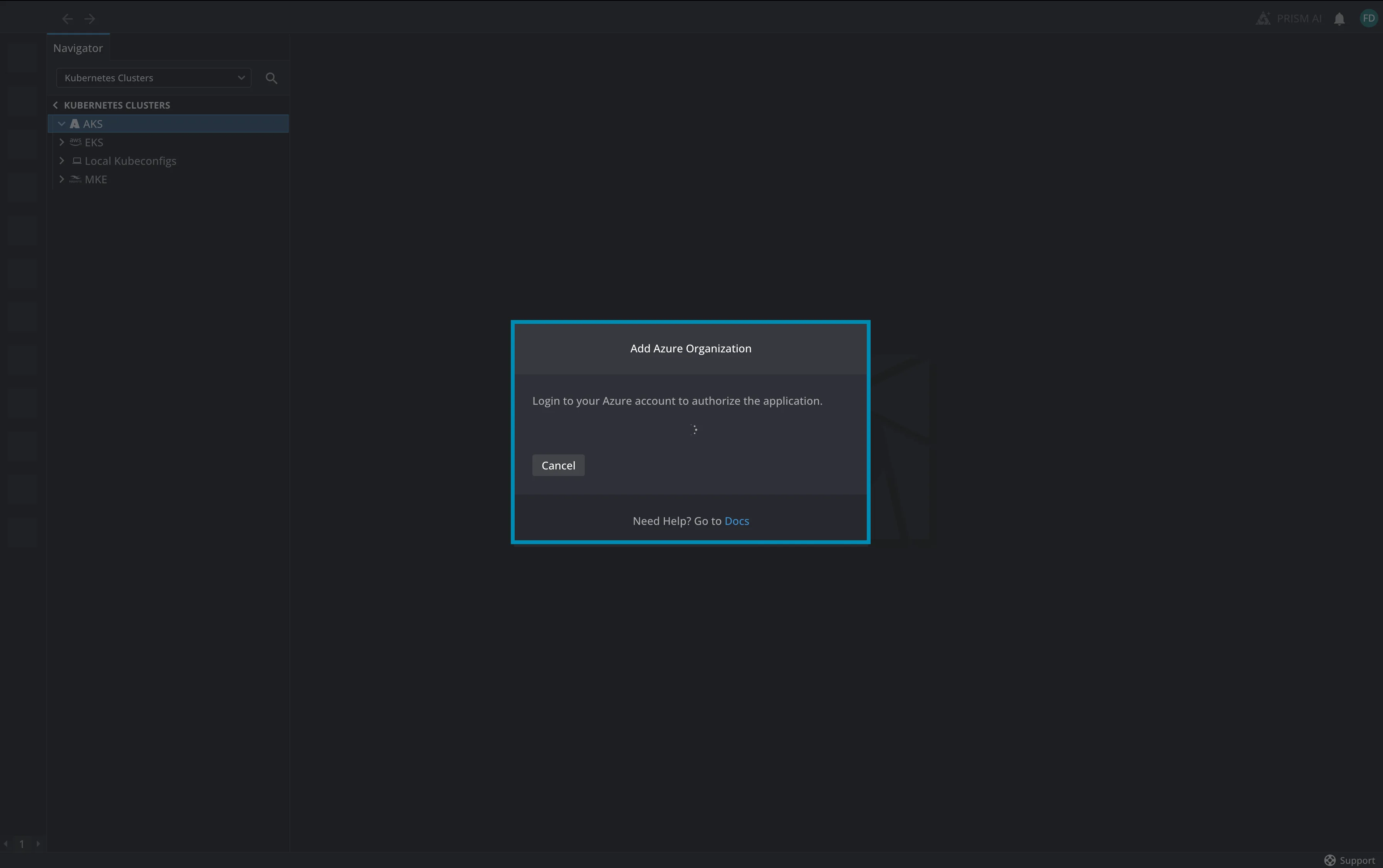 Azure Org Login Screen