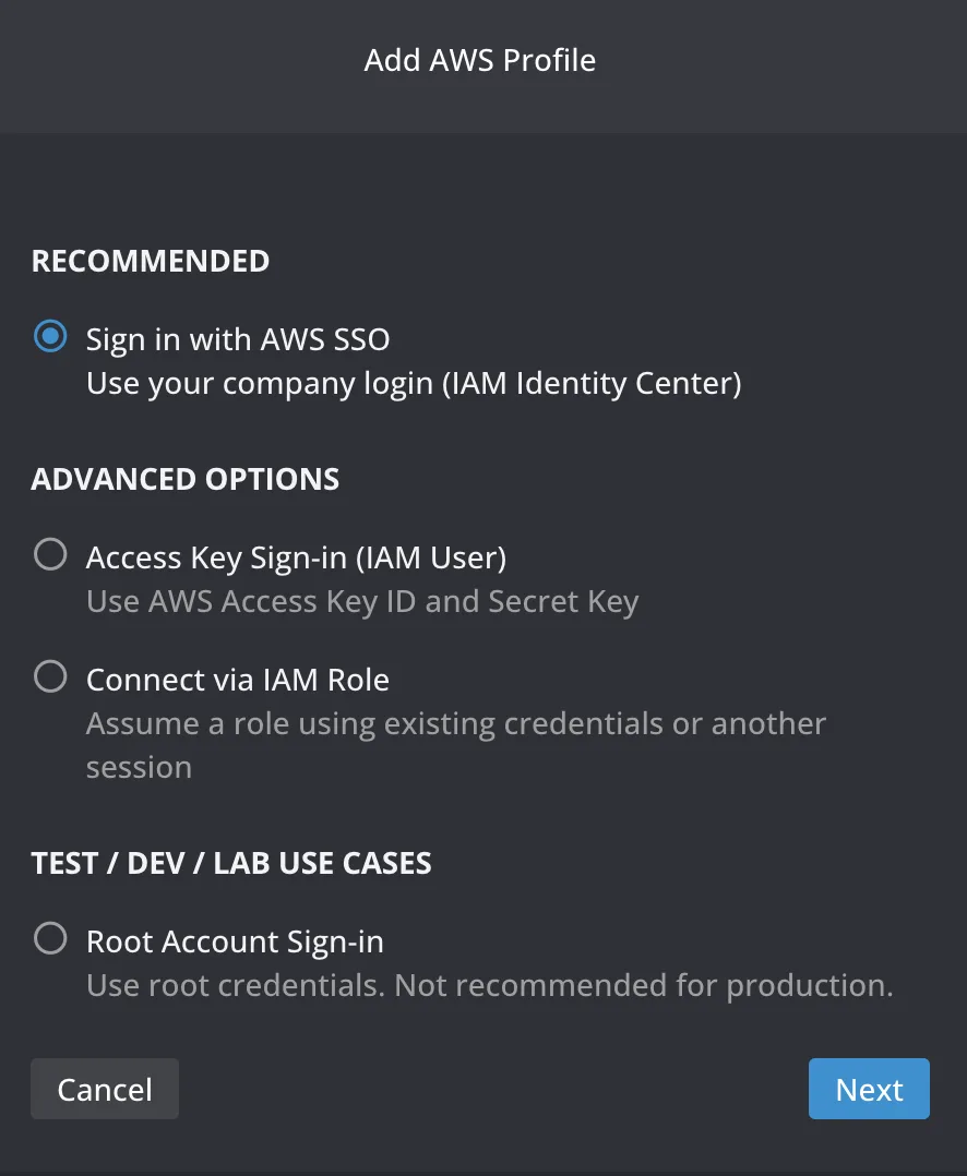 Add AWS profile